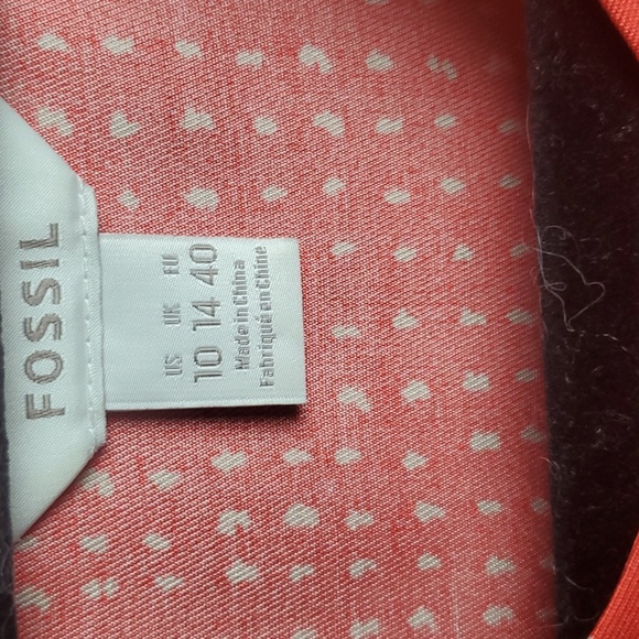 Fossil Orange and Cream Silk Shirt Dress - Picture 2 of 9